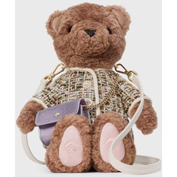 kate spade Handbags - Kate Spade Purse Oh What Fun 3D Teddy Crossbody Bag KI972 Faux Fur & Tweed NWT